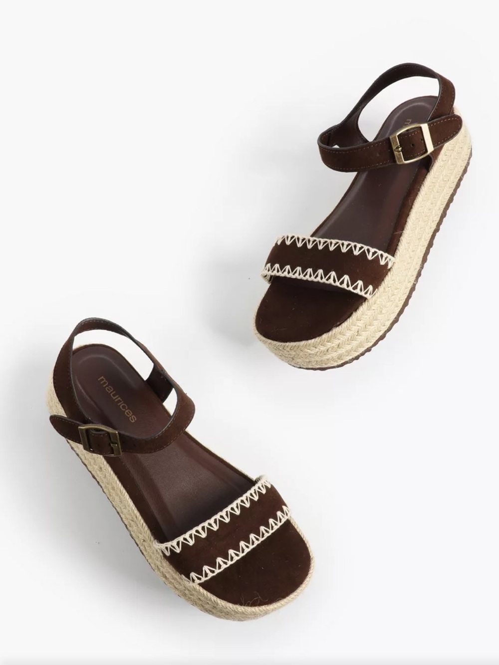 Brown Espadrille Sandals with Cream Trim